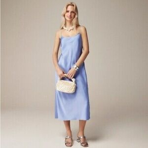 J. Crew Blue Slip Midi Dress for Wedding Guest